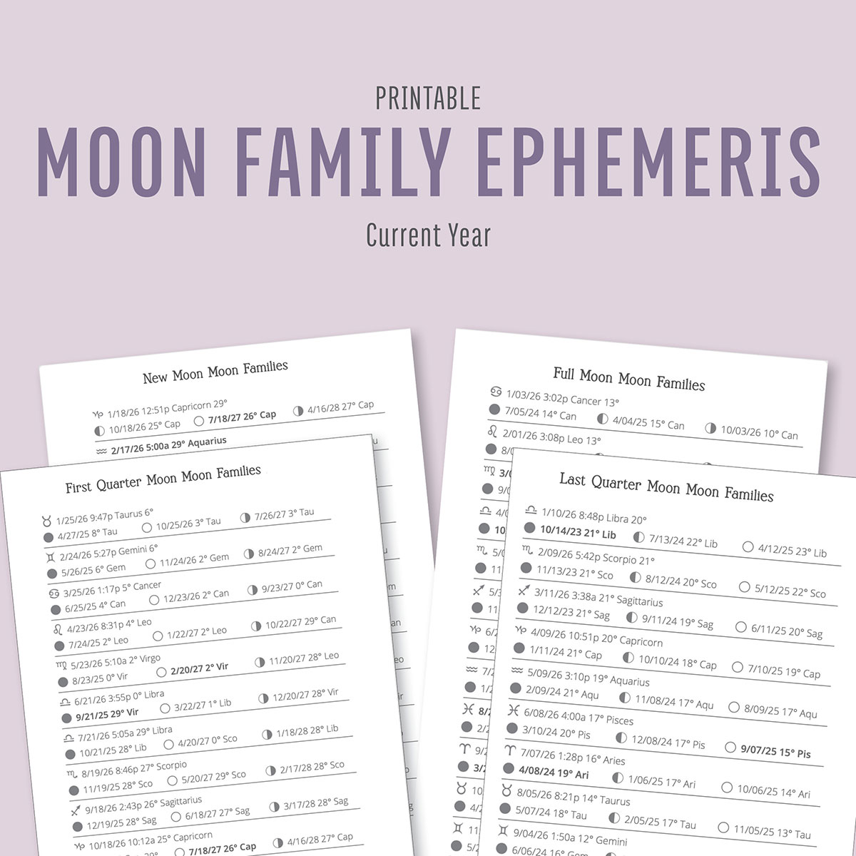 2026 Astrology Planner | Printable Moon Phase & Daily Astrology Calendar - Image 11